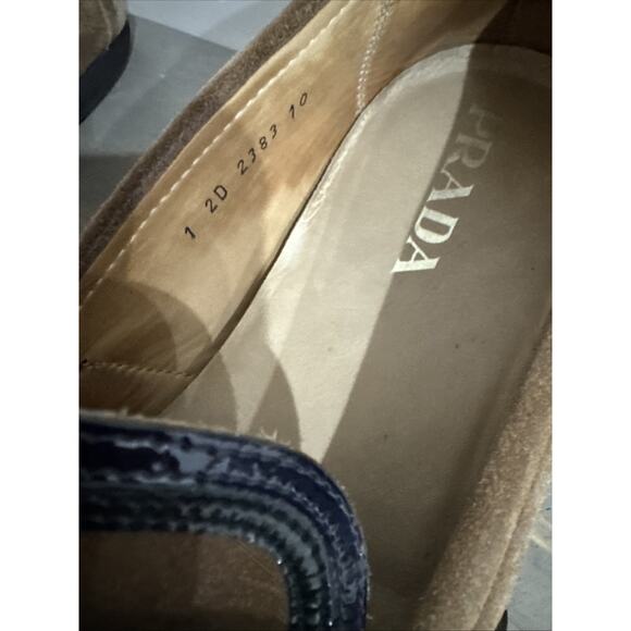 Prada Suede & Alligator/Crocodile Trim Loafers Shoes Size 10 - Picture 4 of 16